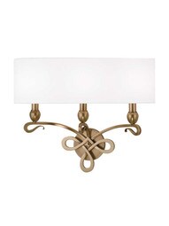 Pawling 3-Light Wall Sconce in Aged Brass.